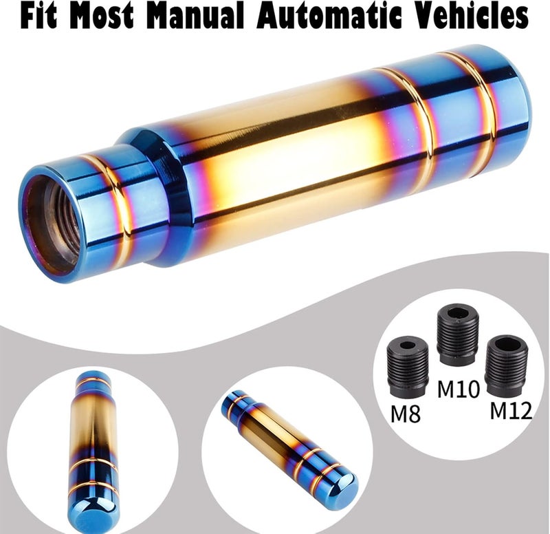 BARTOO Aluminum Alloy Heavy Weighted Shifter Knob, 5" Auto Gear Shift Knob, Car Gear Lever Stick Shifter Handle,with 3 Threaded Adapters M8 M10 M12,Fit Most Automatic Manual Vehicle(Gold Plated) - Image 5